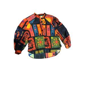 Farm Rio Colorful Tropical Icons Blouse XS EUC anthropologie